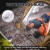 Outdoor Rugs 5' x 8' Rug, Waterproof Patio Mat, Stylish Plastic Straw Reversible Area Rug for Picnic RV Camping Porch Balcony, Black and White