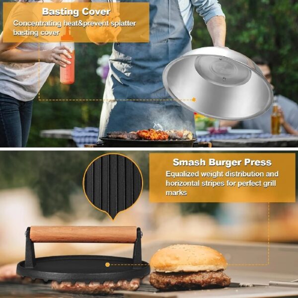 29pcs Griddle Accessories Kit,Flat Top Grill Tools Gifts for Camp Chef,Hibachi Enlarged Spatula Set with Basting Cover,Burger Press Patty Maker for Outdoor Teppanyaki BBQ
