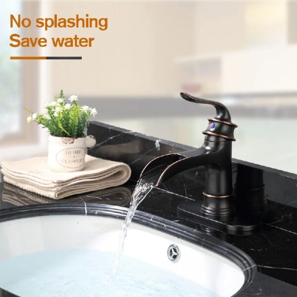 Kede Waterfall Faucet Bathroom Faucet Single Handle One Hole Oil Rubbed Bronze Finish Large Spout Lavatory Faucets (ORB2)