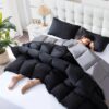 3 Pieces Bed in a Bag Comforter Set Duvet Insert,Reversible,Red/Black,Full Size Comforter Set-200GSM
