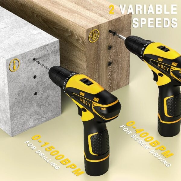 Cordless Drill Set, 12V Power Drill Set Electric Screwdriver Driver Tool Kit for Women, 3/8