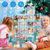 Doll House for Girls, 5-Story 19 Rooms Huge Dollhouse Playset with LED Lights, 2 Dolls, Furnitures, Accessories, DIY Pretend Play House Toys Gifts for Kids, Pink