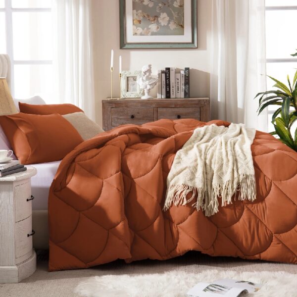 3 Pieces Bed in a Bag Comforter Set Duvet Insert,Reversible,Red/Black,Full Size Comforter Set-200GSM