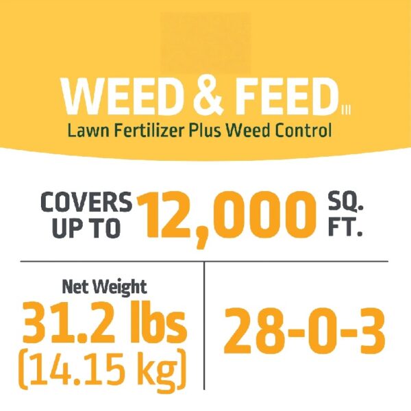 Weed & Feed, 28-0-3 Lawn Fertilizer and Weed Control , 31.2 lbs - 12,000 Sq. ft.