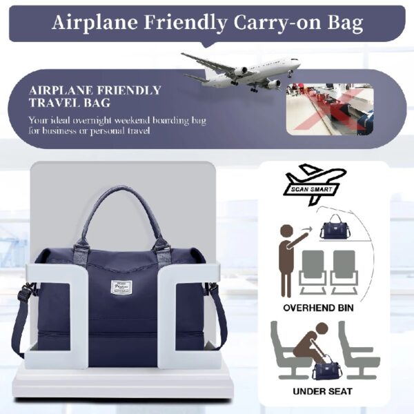 7a8352926ca7454ead38b32d01769ca0 Weekender Bags for Women, Travel Duffel Bags with Shoe Compartment,Personal Item Travel Bag for Airlines, Carry on Overnight Tote Bag for women,Beige&Brown