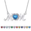 Bestyle S925 Sterling Silver Necklace for Mom Grandma Shiny CZ Heart Pendant Necklace March Created Aquamarine Birthstone Jewelry Mother's Day Gift