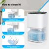2000ml Portable Dehumidifier, Auto Defrost, Ultra Quiet for Home Large Room Bathroom Garage,Auto Power Off,LED Indicator,clearance sales,White