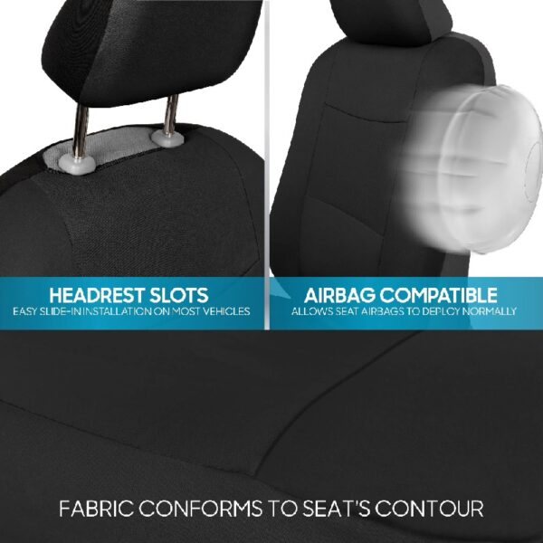 PolyPro Car Seat Covers Full Set in Charcoal on Black – Front and Rear Split Bench for Cars, Easy to Install Cover Set, Accessories Auto Trucks Van SUV