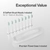 Black Series Electric Toothbrush - Rechargeable, 4 Modes, Travel Case, 8 Brush Heads
