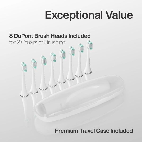 Black Series Electric Toothbrush - Rechargeable, 4 Modes, Travel Case, 8 Brush Heads