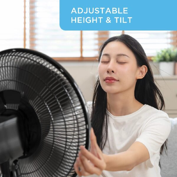 Oscillating Fan, Adjustable-Height Pedestal Fan with Wide Area Oscillation, 16”
