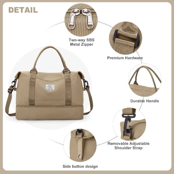 7b584b852fd643978757b32d0176b6f3 Weekender Bags for Women, Travel Duffel Bags with Shoe Compartment,Personal Item Travel Bag for Airlines, Carry on Overnight Tote Bag for women,Beige&Brown