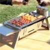 Stainless Steel Portable BBQ Grill,Outdoor Cooking Equipment,Compact Foldable Barbecue Grill for Camping,Picnics,Backyard,for 3-6 People,Lightweight and Durable,Insulated Handles