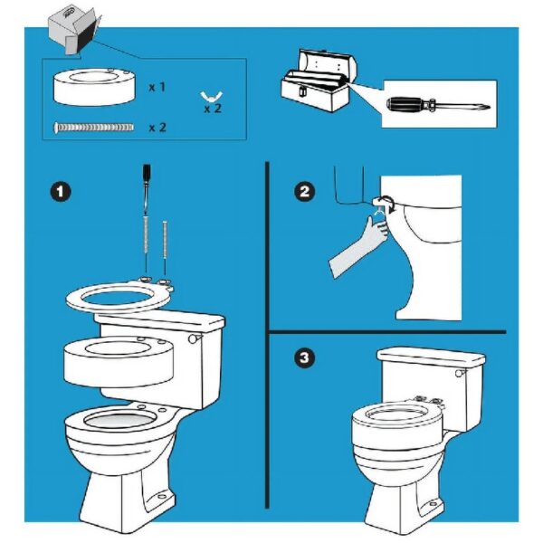 Raised Toilet Seat Elevator with Easy Installation, Adds 3.5 in Height, White, 300 lb Limit
