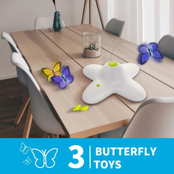 All For Paws Interactive Cat Toys, Fluttering Butterfly Automatic Cat Teasing Toy with 2 Replacement Butterflies