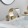 Widespread Bathroom Basin Faucet Crystal Handle Sink Mixer Tap Chrome Finish