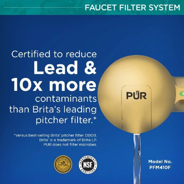 PLUS Faucet Mount Water Filtration System, Horizontal, Black/Chrome, PFM200B