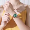 Women Watch Fashion Rose Gold Diamond Analog Quartz Female Watch for Women Luxury Dress Ladies Stainless Steel Luminous Waterproof Date Wrist Watches Green Dial