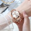 Women Watch Fashion Rose Gold Diamond Analog Quartz Female Watch for Women Luxury Dress Ladies Stainless Steel Luminous Waterproof Date Wrist Watches Green Dial