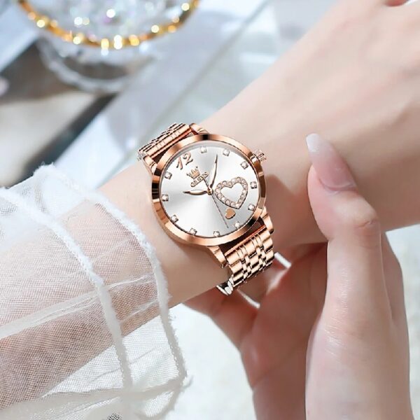 Women Watch Fashion Rose Gold Diamond Analog Quartz Female Watch for Women Luxury Dress Ladies Stainless Steel Luminous Waterproof Date Wrist Watches Green Dial