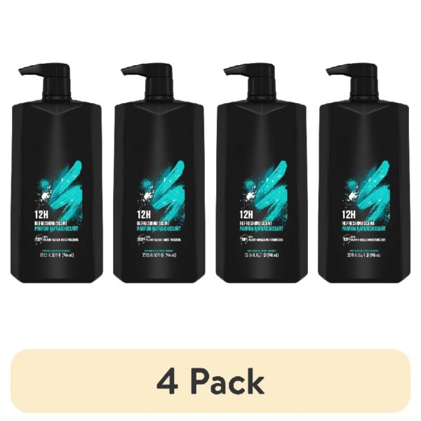 (4 pack) Apollo Refreshing Daily Use Men's Body Wash, Sage and Cedarwood, 32 fl oz