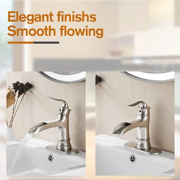Kede Waterfall Faucet Bathroom Faucet Single Handle One Hole Oil Rubbed Bronze Finish Large Spout Lavatory Faucets (ORB2)