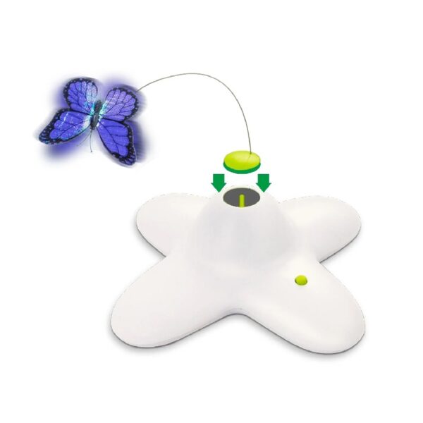 All For Paws Interactive Cat Toys, Fluttering Butterfly Automatic Cat Teasing Toy with 2 Replacement Butterflies