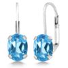 Gem Stone King 925 Sterling Silver Oval Cabochon White Simulated Opal Earrings for Women (2.10 Cttw, Oval 8X6MM)