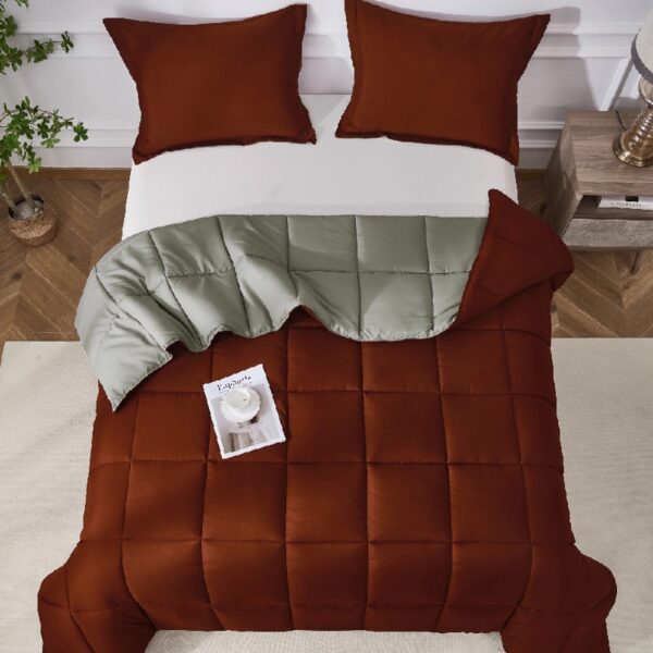 Light Weight Down Alternative Comforter Set, Queen, Green, Reversible