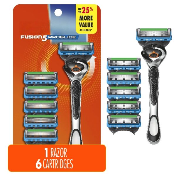 Fusion5 ProGlide Shaving Manual Razor for Men, Razor Handle, 6 Razor Blade Refills, FlexBall Razor Handle and Precision Trimmer for Men