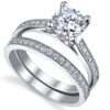 Womens 1.25Ct Wedding Engagement Ring Set Sterling Silver 925 Round Cubic Zirconia