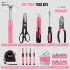 39-Piece Tool Set General Household Hand Kit with Plastic Toolbox Storage Case, Small Basic Home Tool Kit for Girls Ladies and Women - Includes All Essential Tools for Home Garage and Office, Pink