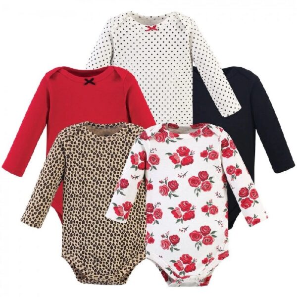 Cotton Long-Sleeve Bodysuits, 5-Pack, Newborn- 24 Months