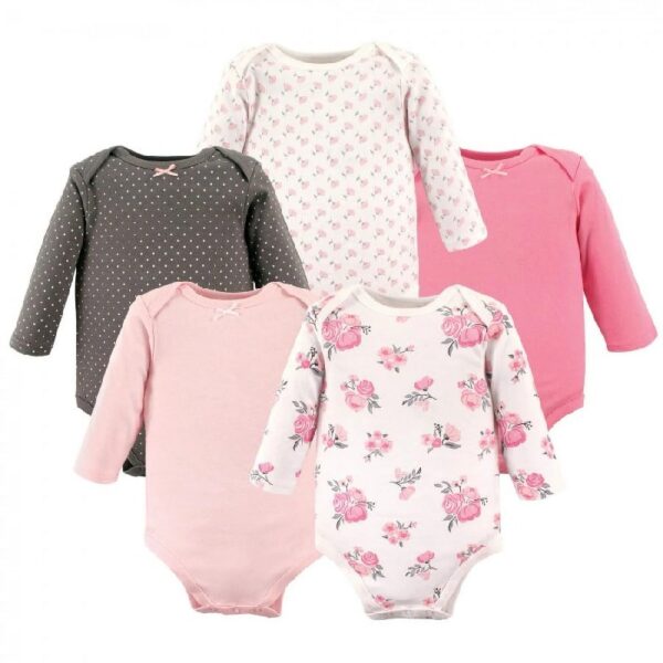 Cotton Long-Sleeve Bodysuits, 5-Pack, Newborn- 24 Months