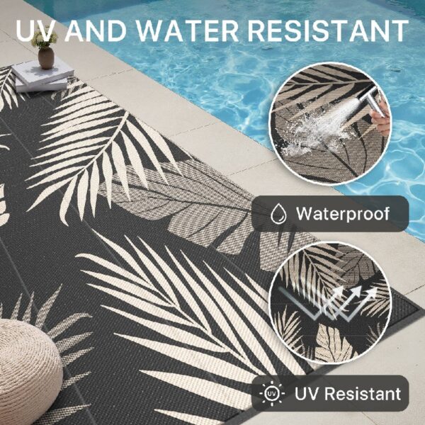6'x9' Outdoor Rugs Patio Waterproof Outside Mat Reversible Plastic Camping Carpet,Black & Brown