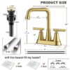 Bathroom Sink Faucet, 4 inch Matte Black Bathroom Faucets with Pop-up Drain and Supply Lines, Stainless Steel 2-Handle Centerset Faucet for Bathroom Faucet 3 Hole