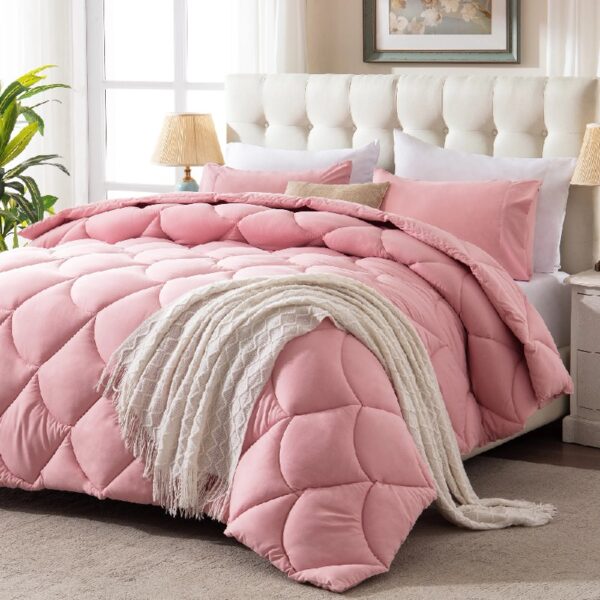 3 Pieces Bed in a Bag Comforter Set Duvet Insert,Reversible,Red/Black,Full Size Comforter Set-200GSM