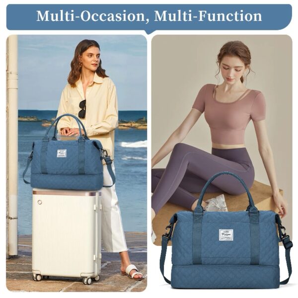 7e037aff6e9d4c62ad79b32d0176a7cd Weekender Bags for Women, Travel Duffel Bags with Shoe Compartment,Personal Item Travel Bag for Airlines, Carry on Overnight Tote Bag for women,Beige&Brown