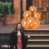 PMU Graduation Balloons 11 Inch PartyTex Premium Emerald Green with All-Over Print White Grad Caps-Confetti and Streamers Pkg/100