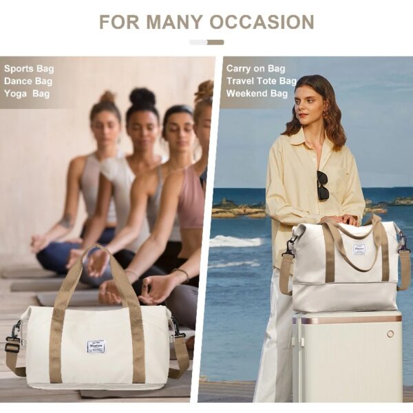 7e11b1021642424da90db32d0176a1e8 Weekender Bags for Women, Travel Duffel Bags with Shoe Compartment,Personal Item Travel Bag for Airlines, Carry on Overnight Tote Bag for women,Beige&Brown