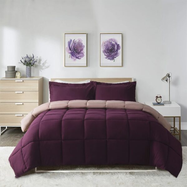 Light Weight Down Alternative Comforter Set, Queen, Green, Reversible