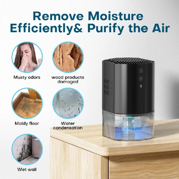 33Oz Dehumidifier Small Dehumidifiers for Room 280sq.ft with Auto-off, 7 Colors LED Light