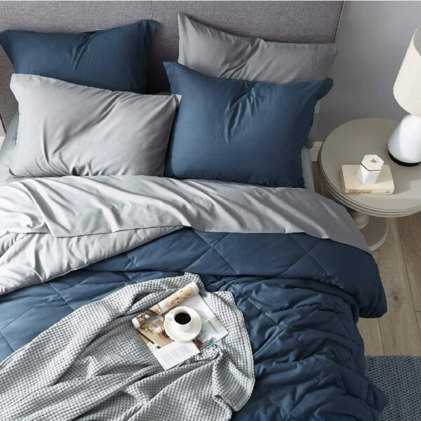 Light Purple Queen Comforter Set - 7 Pieces Reversible Queen Bed in a Bag, Queen Bed Set Light Purple and Grey with Comforters, Sheets, Pillowcases & Shams