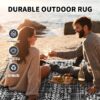Outdoor Rugs 5' x 8' Rug, Waterproof Patio Mat, Stylish Plastic Straw Reversible Area Rug for Picnic RV Camping Porch Balcony, Black and White