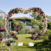 Heart Shape Wedding Arches for Ceremony,6.7ft Gold Arch Backdrop Stand,Metal Heart Shape Balloon Arch Frame with Base for Wedding Birthday Party Decor