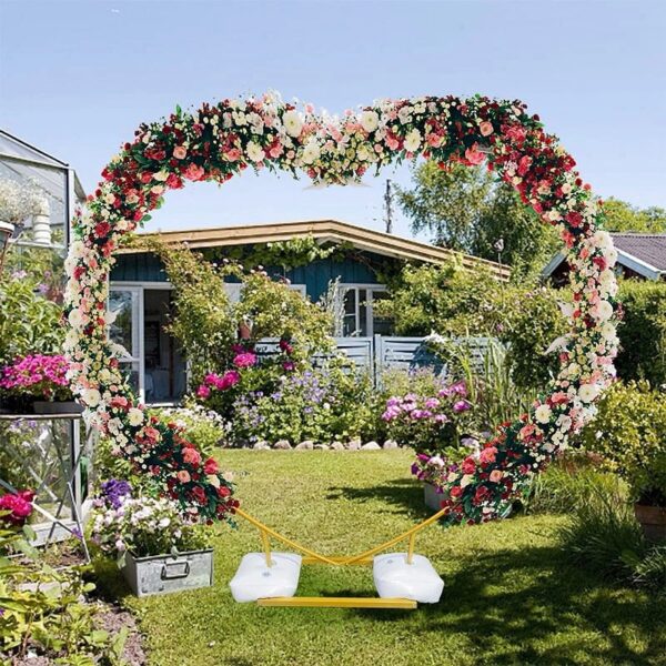 Heart Shape Wedding Arches for Ceremony,6.7ft Gold Arch Backdrop Stand,Metal Heart Shape Balloon Arch Frame with Base for Wedding Birthday Party Decor
