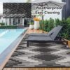 Outdoor Rug 6'x9' Waterproof Patio Rug Reversible Indoor Outdoor Rug Lightweight Plastic Straw Rug for RV Camping Deck Balcony Boho Porch Decor Dark Grey and White