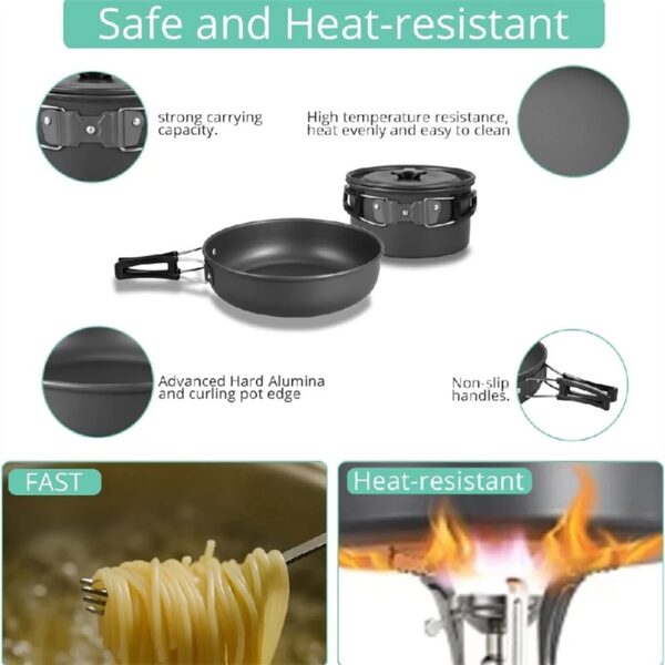 13pcs Camping Cookware Set With Mini Stove, Aluminum Camping Cookware Kit, Folding Camping Cooking Set With Non-stick Pot Pan Teapot Storage Bag For Camping Backpacking Outdoor Cooking Picnic
