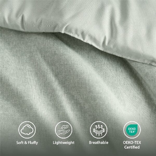Full/Queen Comforter Sets, Reversible 3 Piece Extra Soft Bedding Set, Chambray Print Sage Green Comforter Bed Set with Pillow Shams