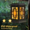 Solar Lanterns Outdoor, Waterproof Hanging Solar Lanterns, Garden Solar Powered Flame Lights LED Lanterns Lights for Patio Pathway Deck Yard (2 Pack)
